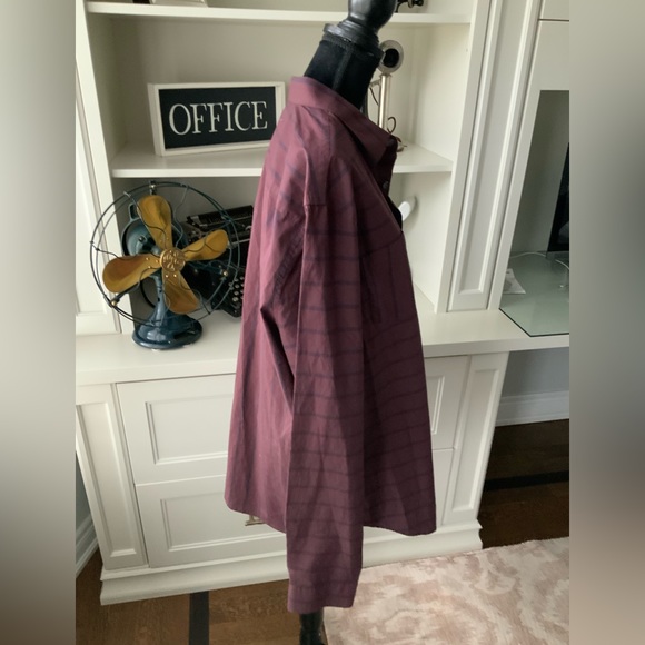 EN THREAD Men’s Burgundy Stripe Button Up Long Sleeve Shirt Size XL BRAND NEW - Picture 11 of 11